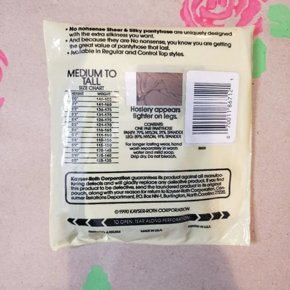NEW No Nonsense Sheer & Silky Pantyhose Control Top Sandalfoot Tan Med to Tall